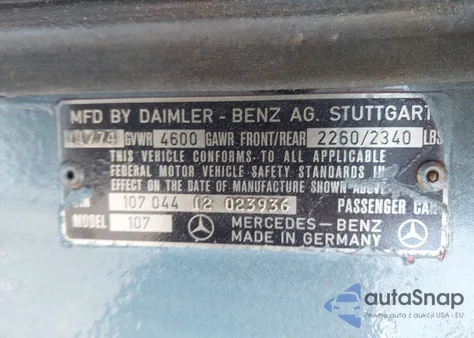 1975 Mercedes-Benz Sl 450 из США, поврежденный, VIN 10704412023936